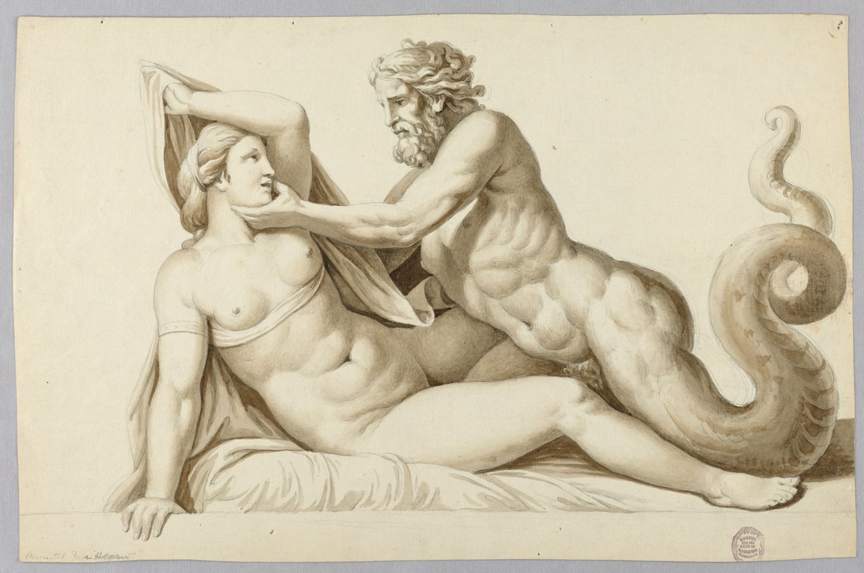 En havgud som besøker en jente av Johann August Nahl the Younger
