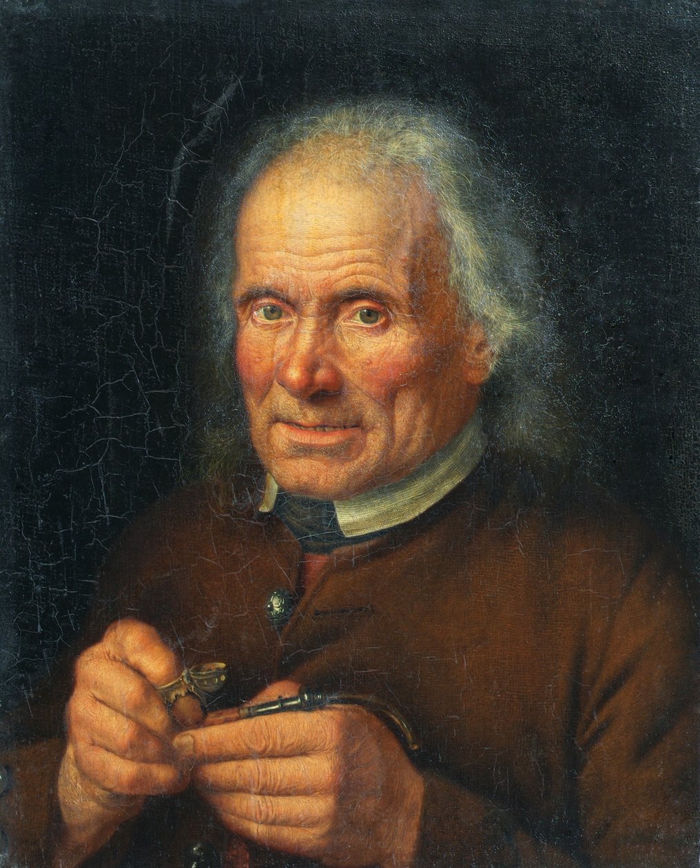 Gammel bonde fyller pipen sin av Johann Baptist Höchle