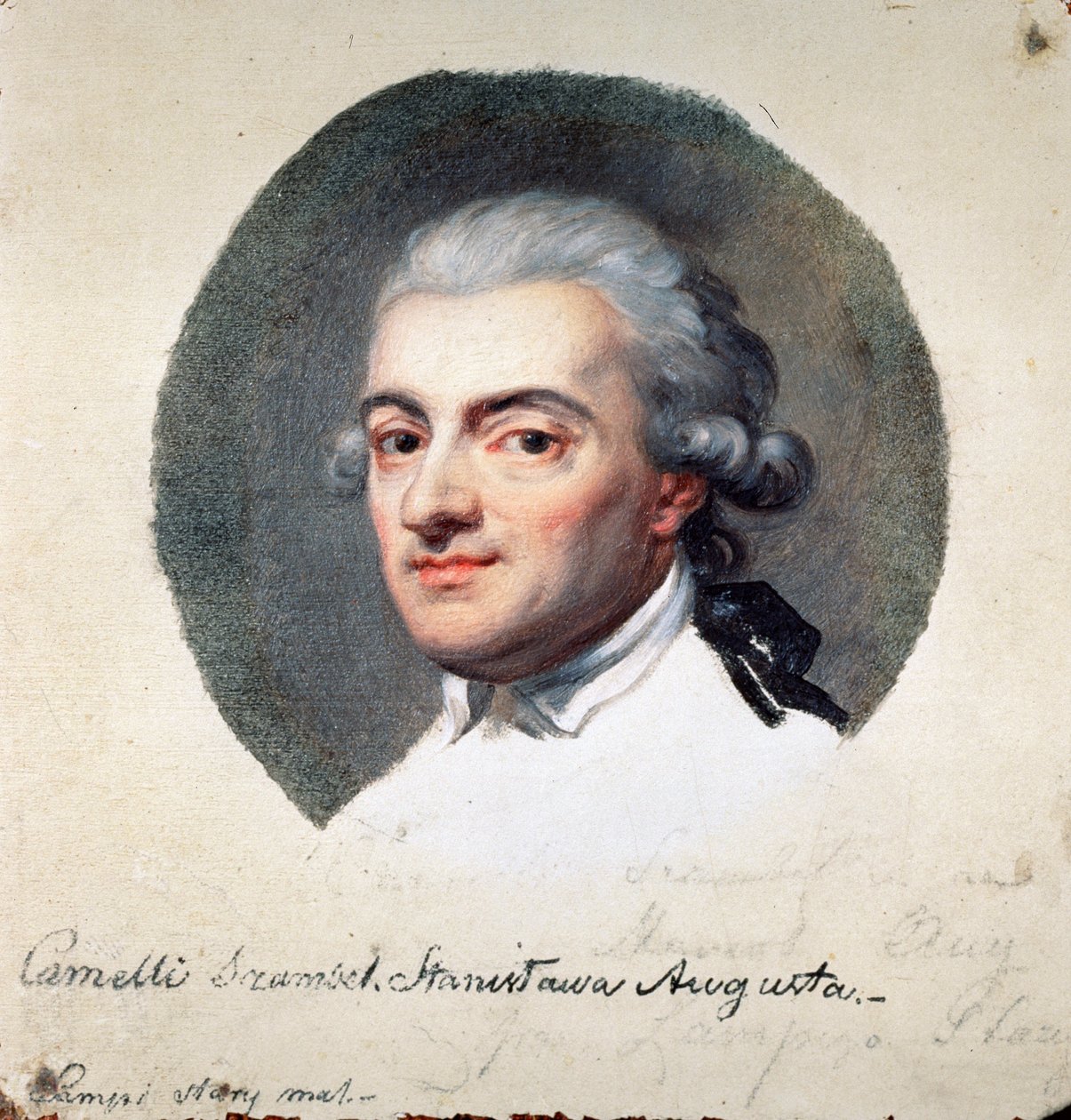 Portrett av Stanislaw II Augustus Poniatowski av Polen (1732-1798), siste konge av Republikken de to nasjoner og storhertug av Litauen (Portrett av Stanislaw II August Poniatowski, konge og storhertug av det polske litauiske samveldet). Arbeid av Johann Baptist I Lampi