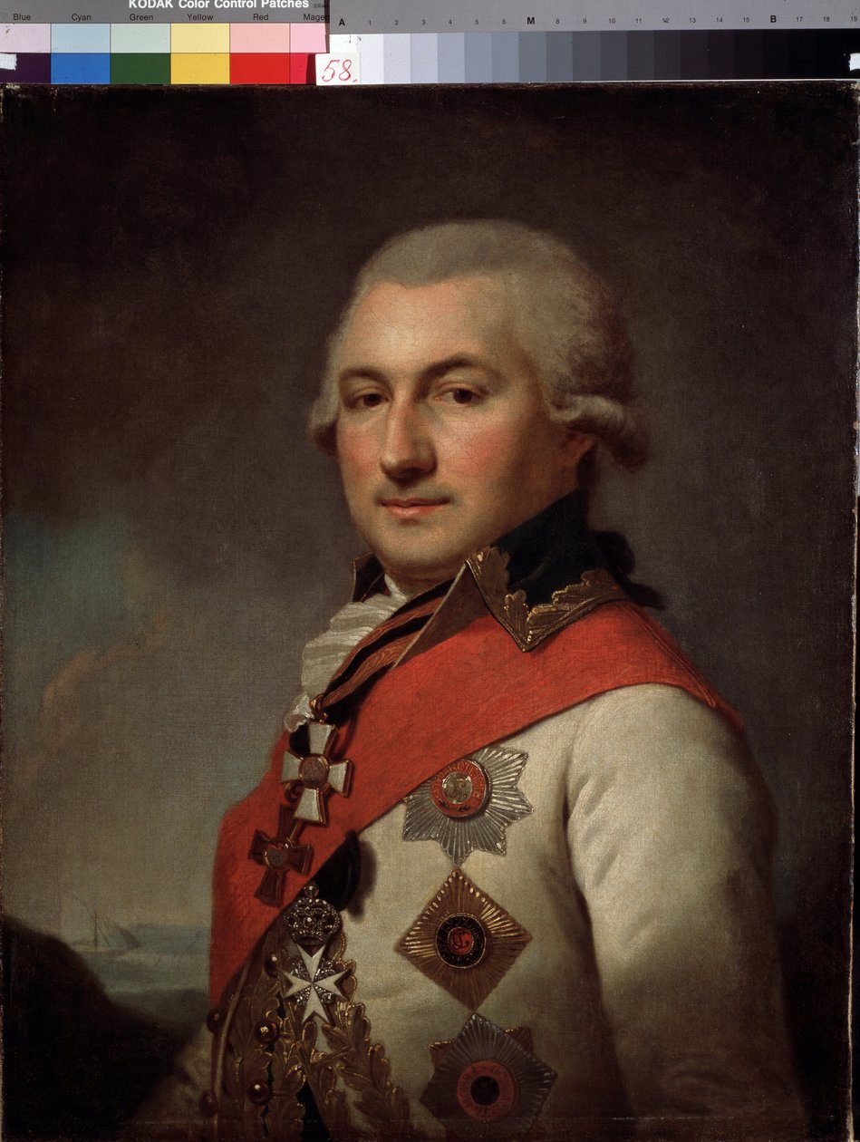 Portrett av admiral Jose de Ribas (1749-1800), grunnlegger av Odessa. (Portrett av admiral Jose de Ribas, grunnlegger av Odessa). Maleri av Johann Baptist Von Lampi lysken (1751-1830), olje på lerret. Østerriksk kunst fra 1700-tallet, klassisisme. Statens  av Johann Baptist I Lampi