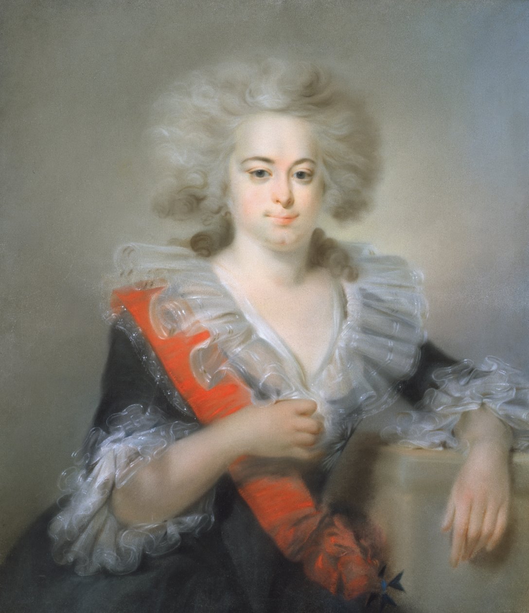Portrett av Tsarina Maria Feodorovna (farget kritt på papir) av Johann Baptist Edler von Lampi