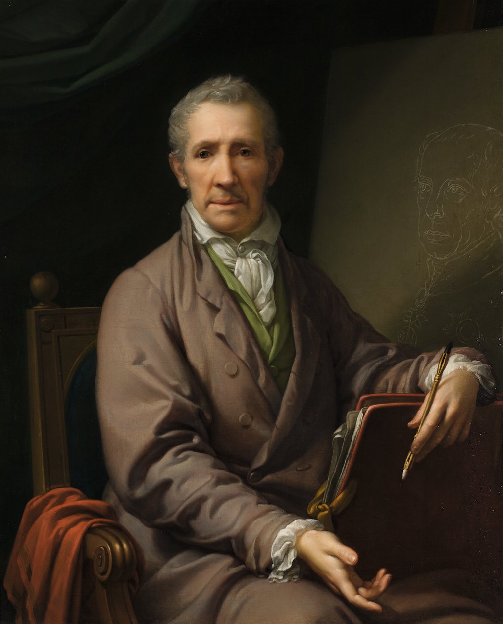 Selvportrett ved staffeli av Johann Baptist Lampi d. Ä.