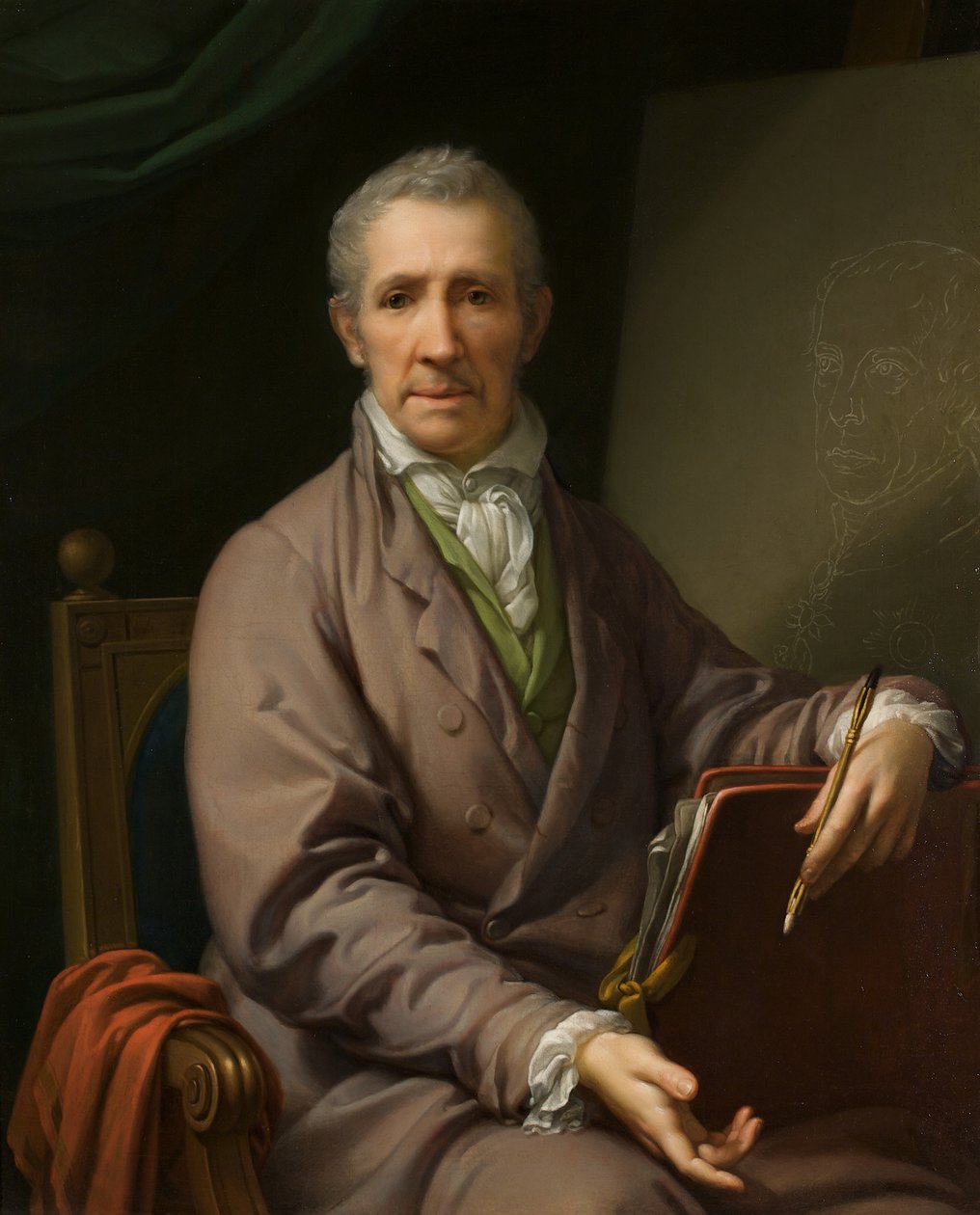 Selvportrett ved staffeliet, 1828. av Johann Baptist von Lampi the Elder