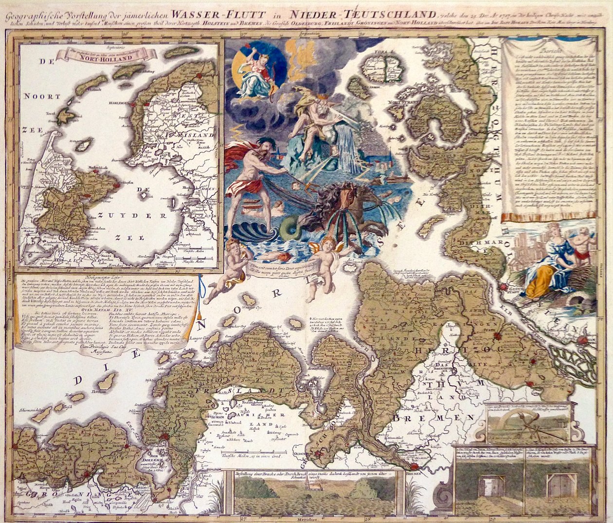 Kart over juleflommen i 1717 av Johann Baptista Homann