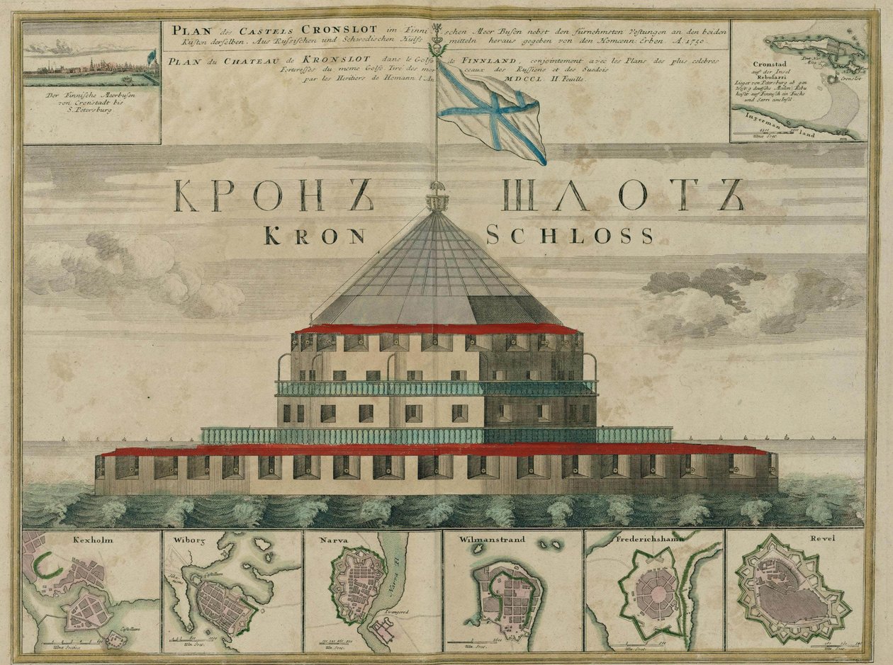 Plan over Kronstadt festning, 1750 av Johann Baptista Homann