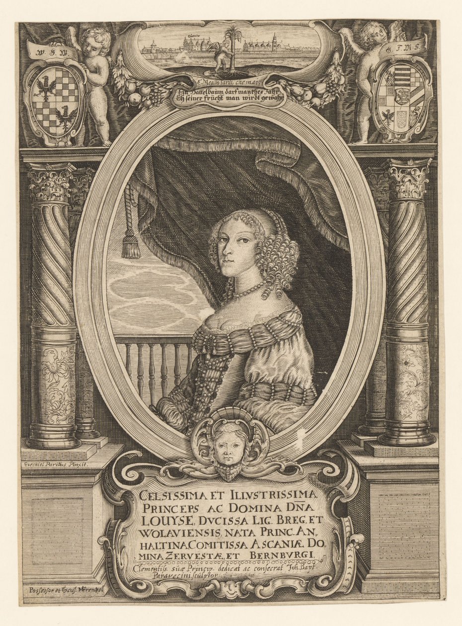Louise av Anhalt-Dessau 1631-1680, hertuginne av Legnica, Brzeg, Wolow og Olawa, ca. 1660. av Johann Baptista Paravicini