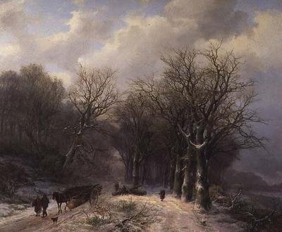 Tømmervognen om vinteren av Johann Bernard Klombeck