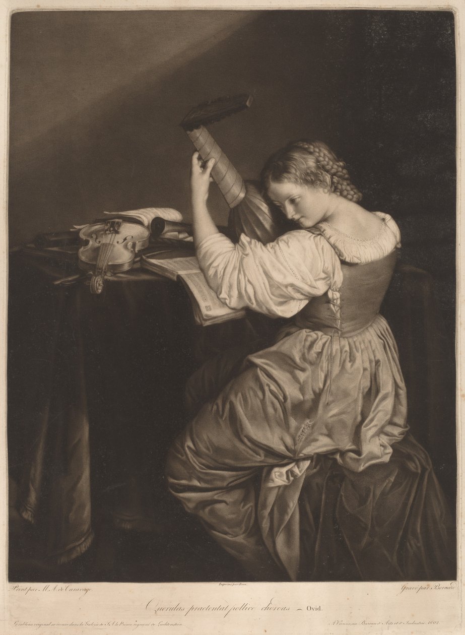 (Lutespilleren) av Johann Bernard after Orazio Gentileschi