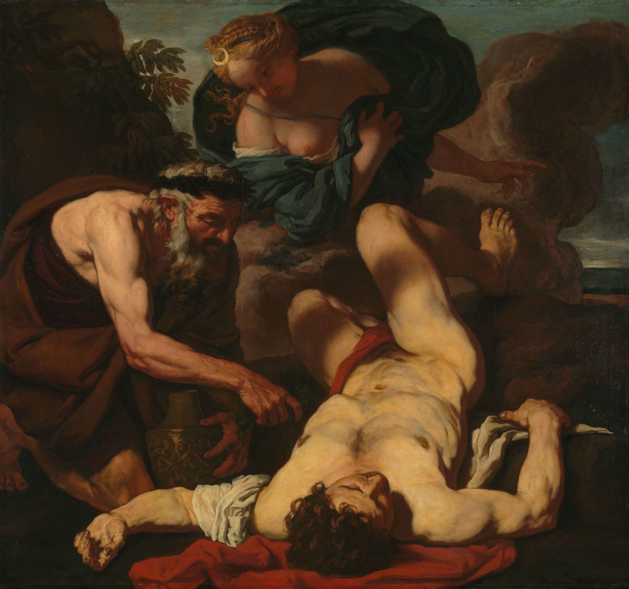 Selene og Endymion (tidligere med tittelen The Death of Orion) av Johann Carl Loth (attributed to)