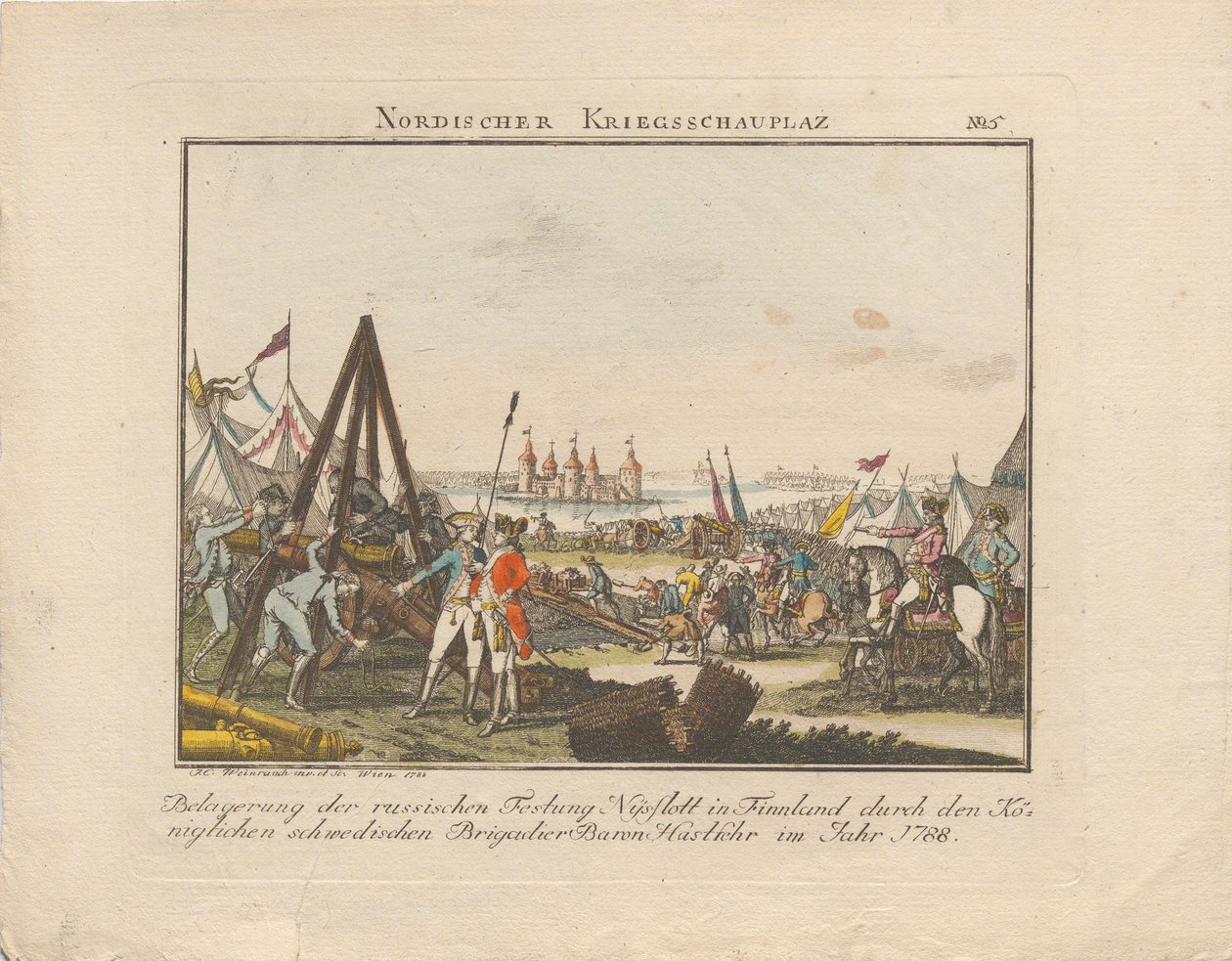Beleiring av den russiske festningen Nyslott i Finland, 1788. av Johann Caspar Weinrauch