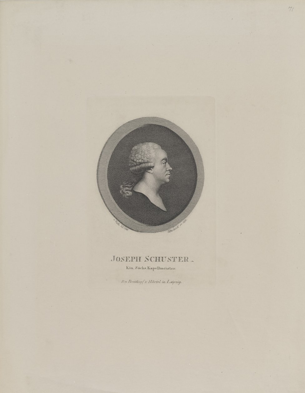 Portrett av komponisten Joseph Schuster 1748-1812, 1811. av Johann Christian Benjamin Gottschick