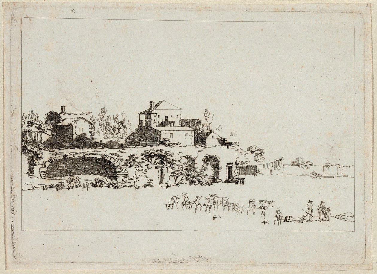 Landskap med hytter av Johann Christian Brand