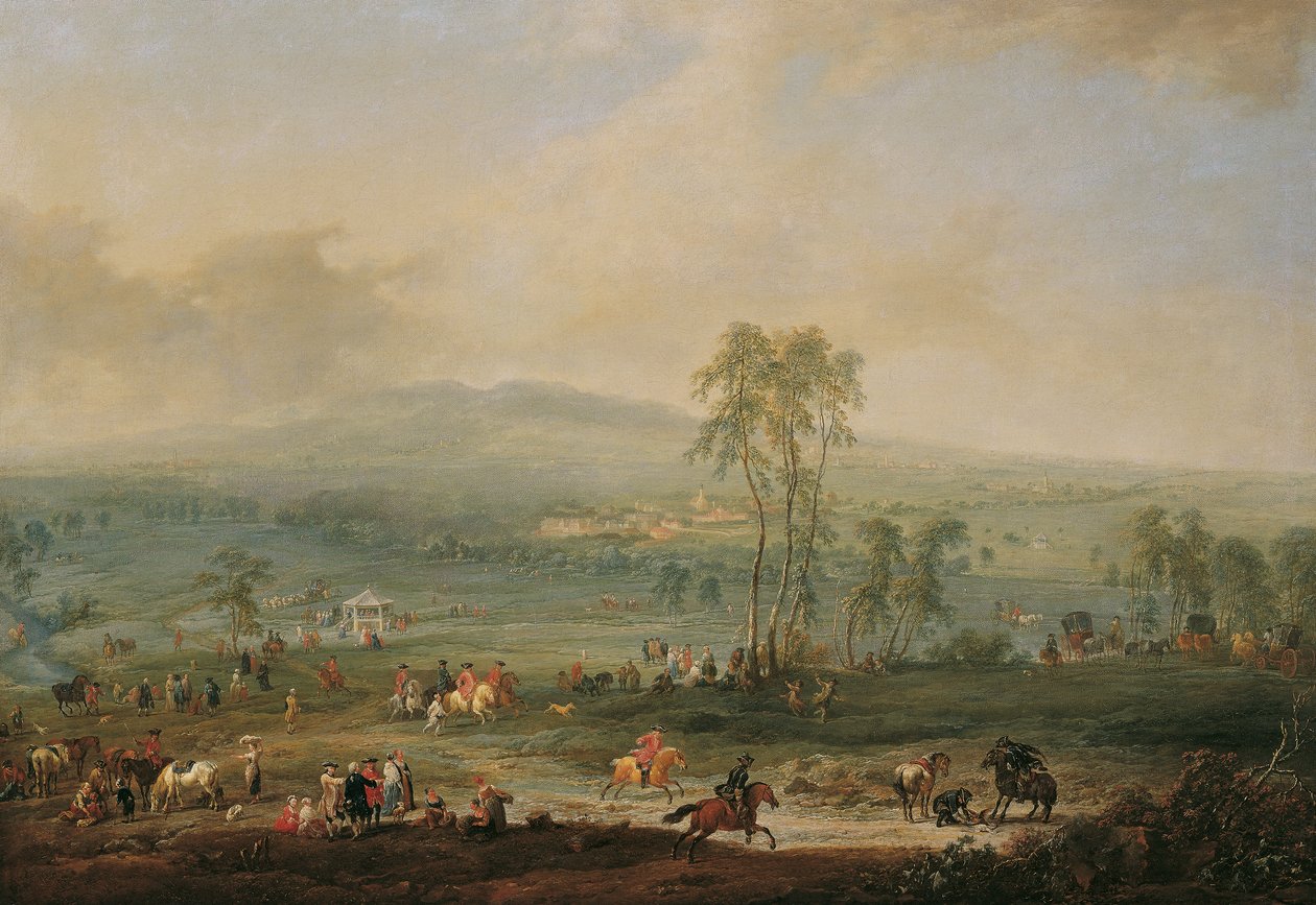 Laxenburg fra Schneiderau mot Guntramsdorf og Mödling av Johann Christian Brand