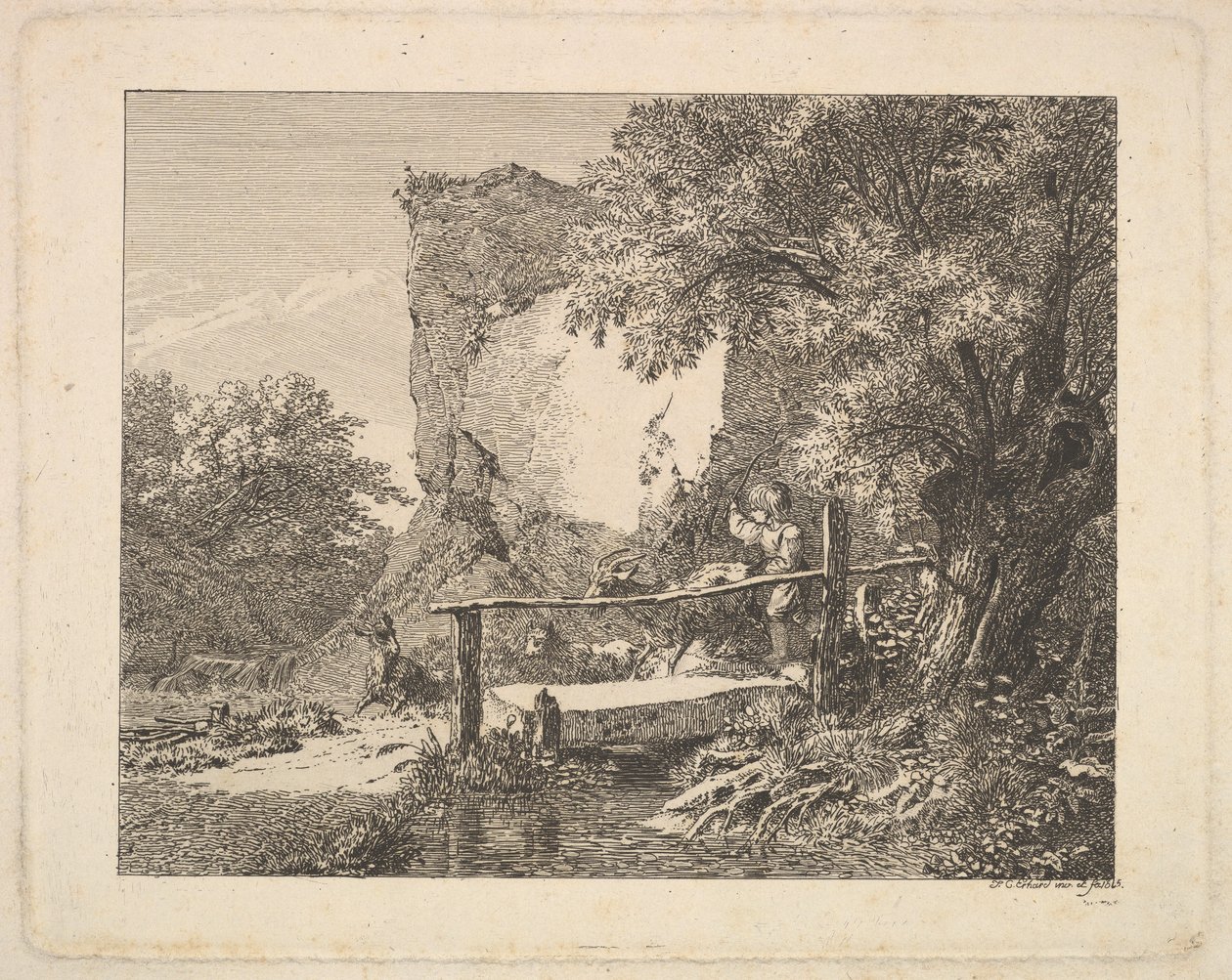 En gutt med tre geiter, 1815. av Johann Christian Erhard