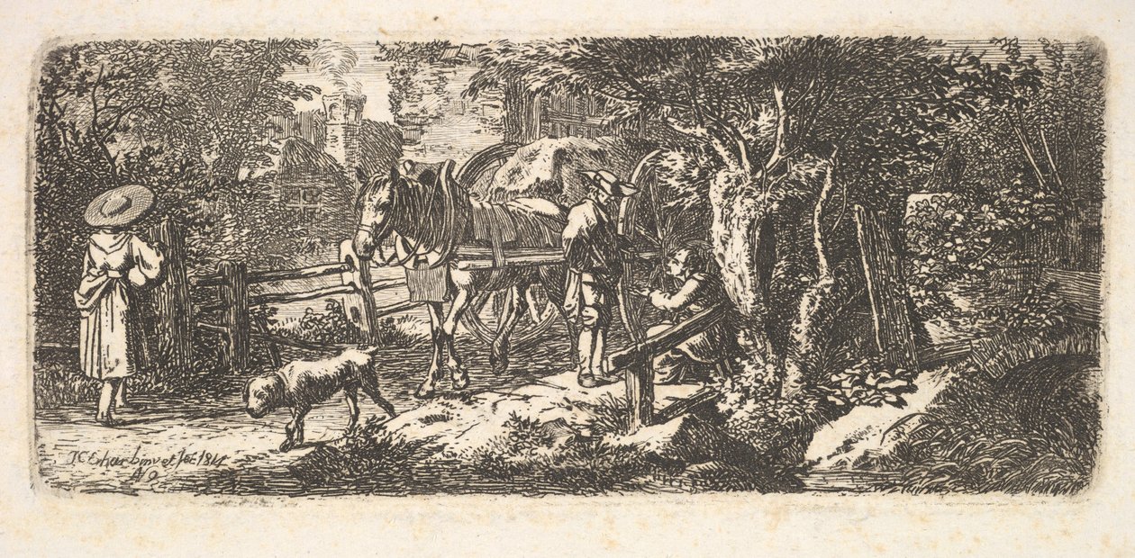 Almisser gitt av en vognfører, 1814. av Johann Christian Erhard