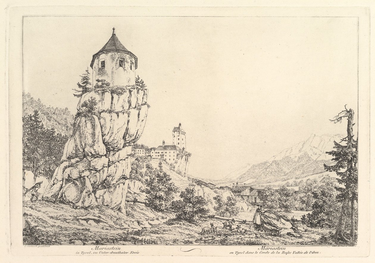 Landskap, Mariastein i Tyrol, tidlig på 1800-tallet. av Johann Christian Erhard