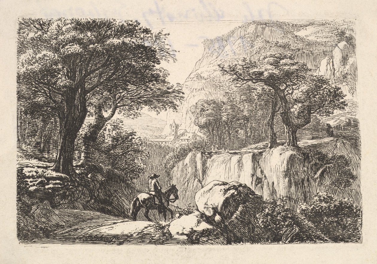 The Horseback Rider in the Gorge, 1800-tallet. av Johann Christian Erhard