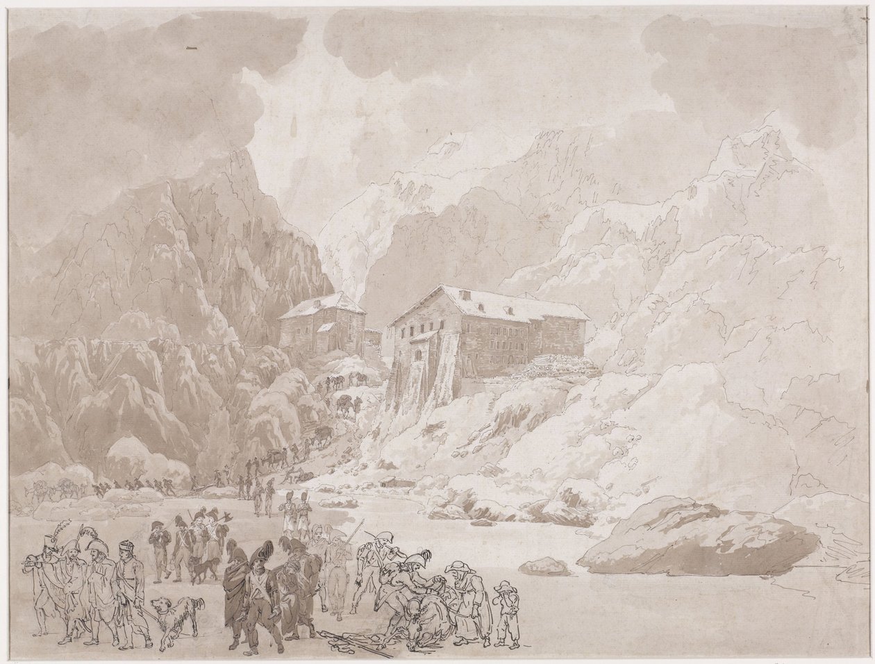 Passasje av soldater på St. Bernard av Johann Christian Ernst Müller