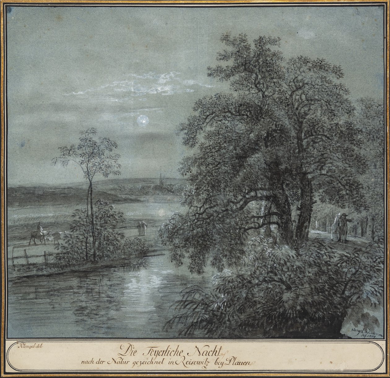 Den brennende natten hentet fra naturen i ReiseWitz bei Plauen. av Johann Christian Klengel