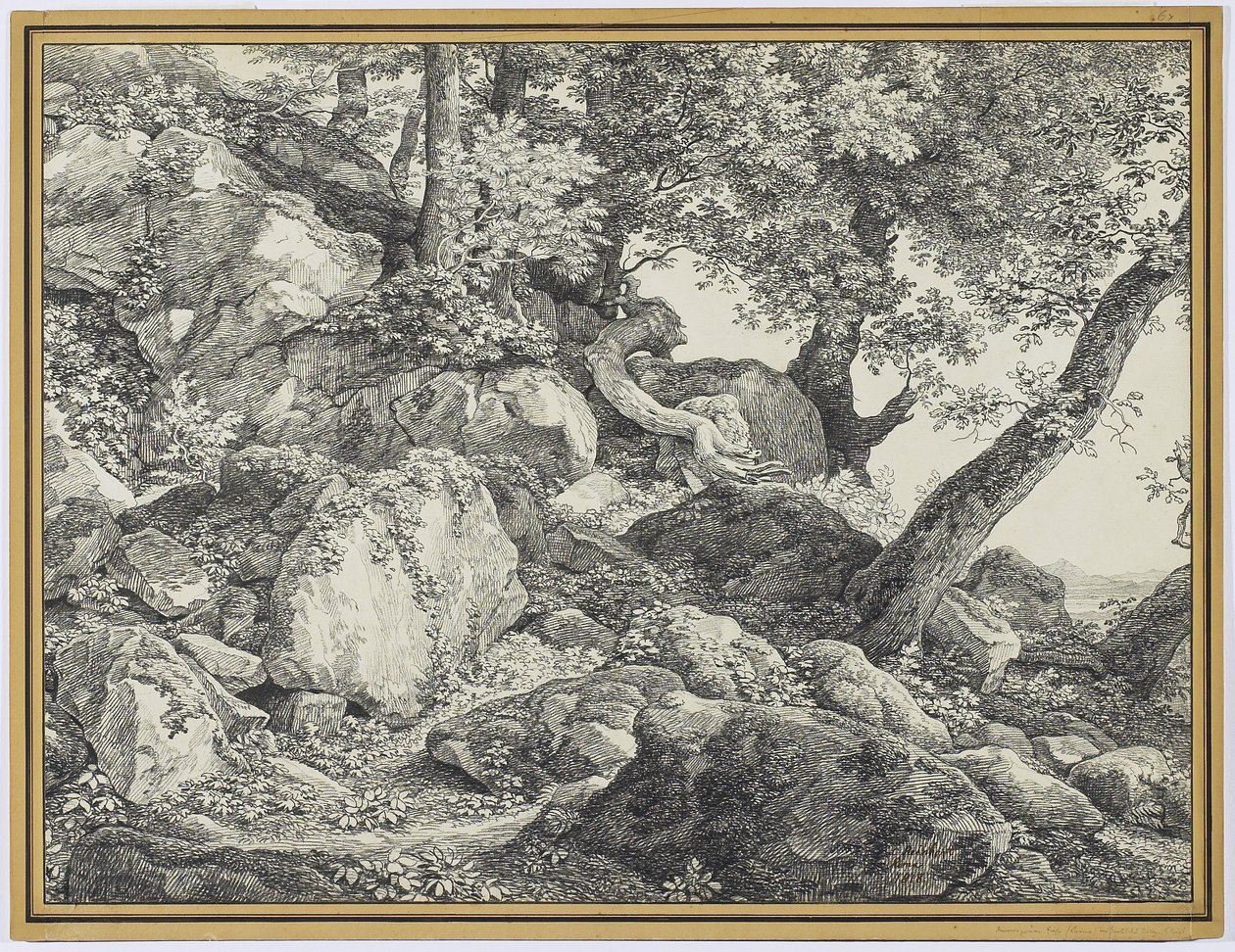 I parken til Palazzo Chigi, Ariccia, 1818 (grafitt og svart kritt på lagt papir) av Johann Christian Reinhardt