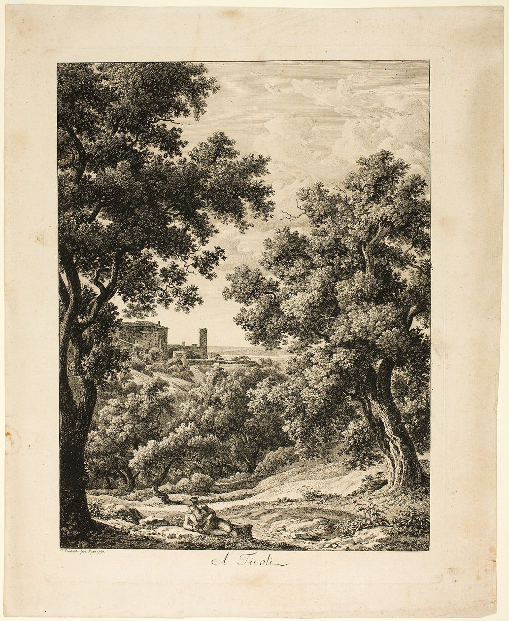 Et Tivoli, fra pittoreske etsede prospekter fra Italia av Johann Christian Reinhart