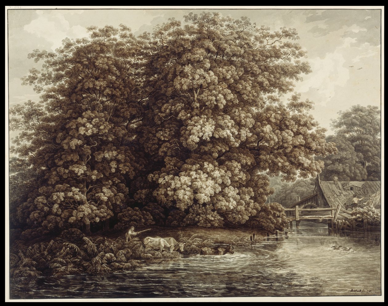 Møllen ved de store eiketrærne av Johann Christian Reinhart