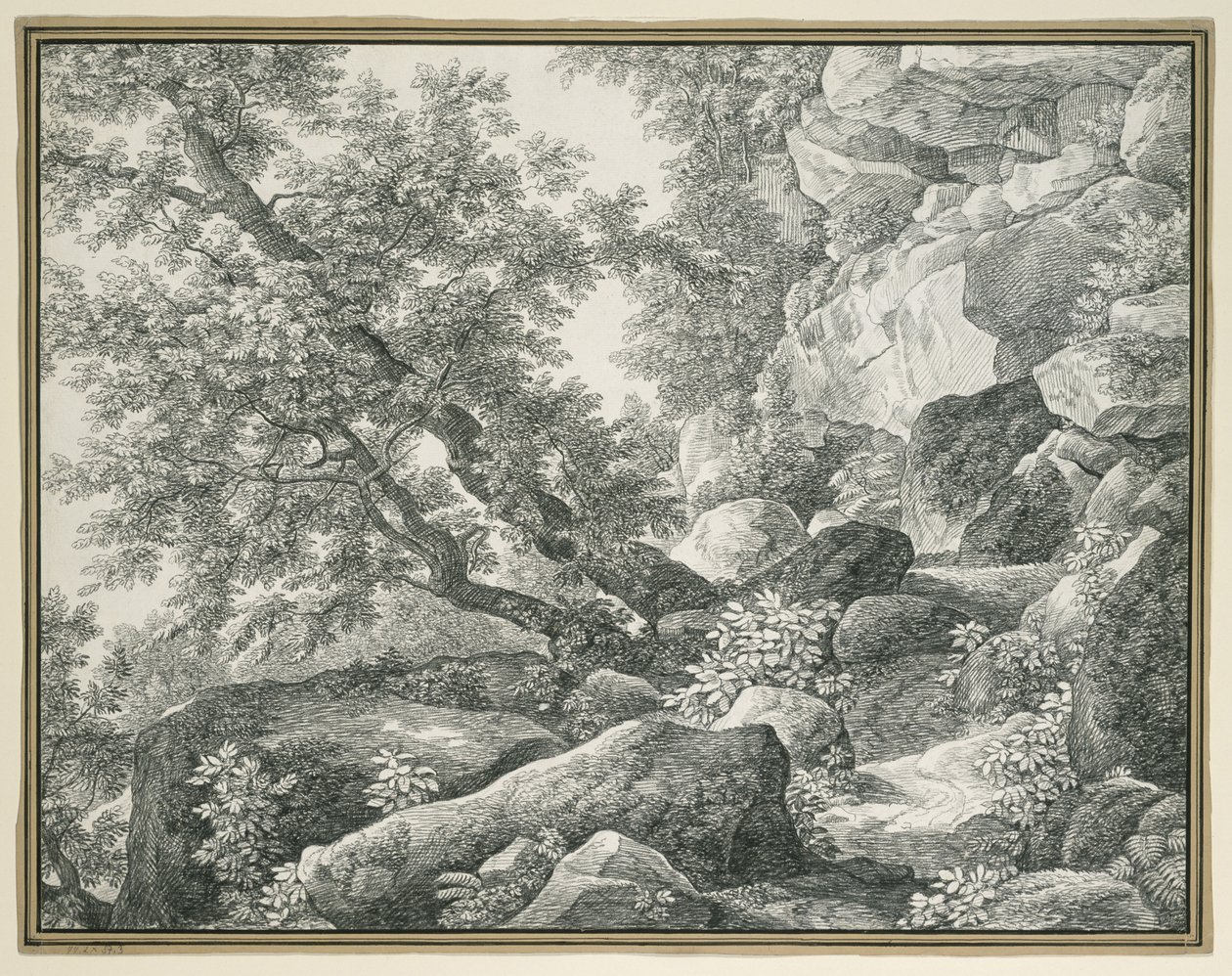 Klippelandskap med trær av Johann Christian Reinhart