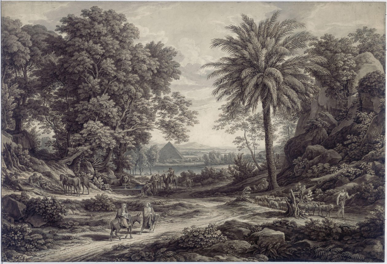 Ideallandskap med flukten til Egypt av Johann Christian Reinhart