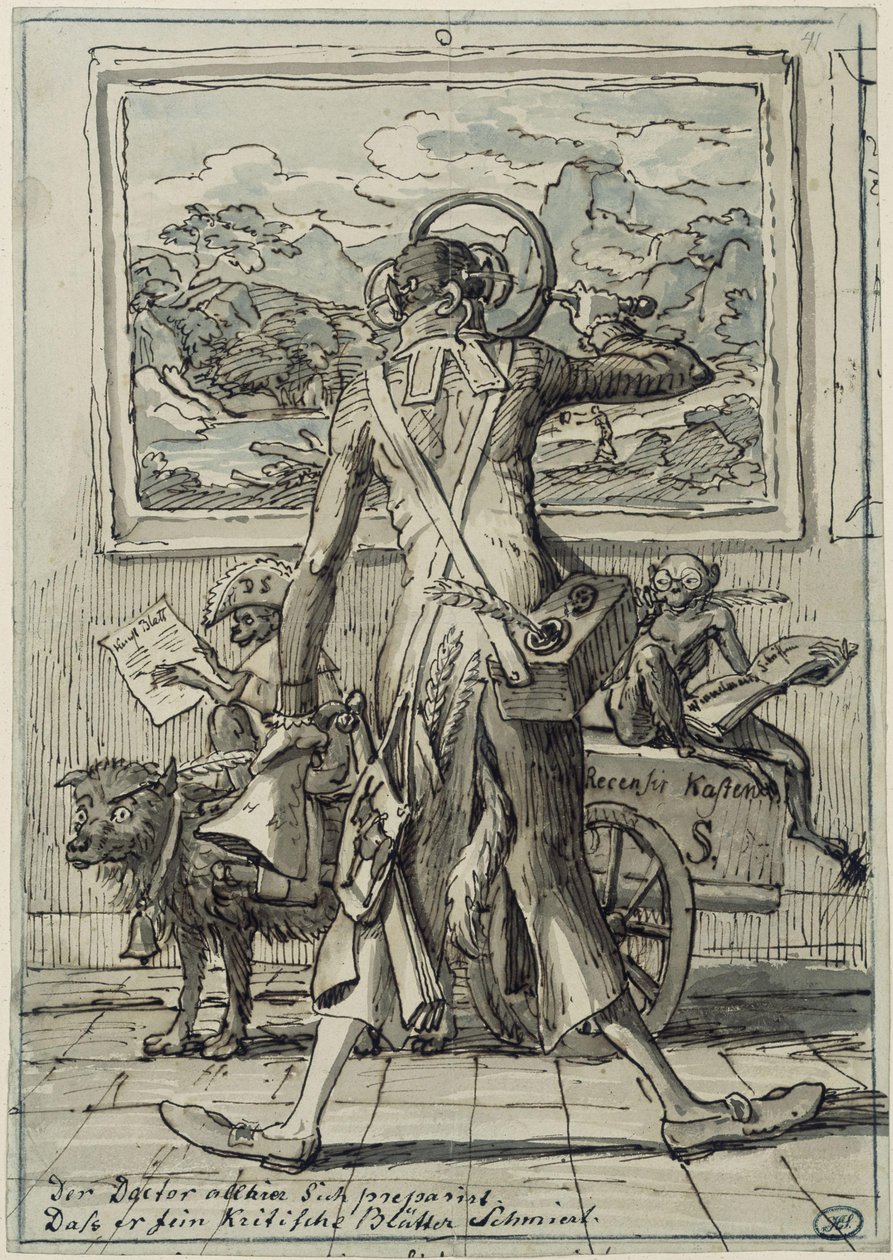 Karikatur av dr. Ludwig Schorn i München av Johann Christian Reinhart