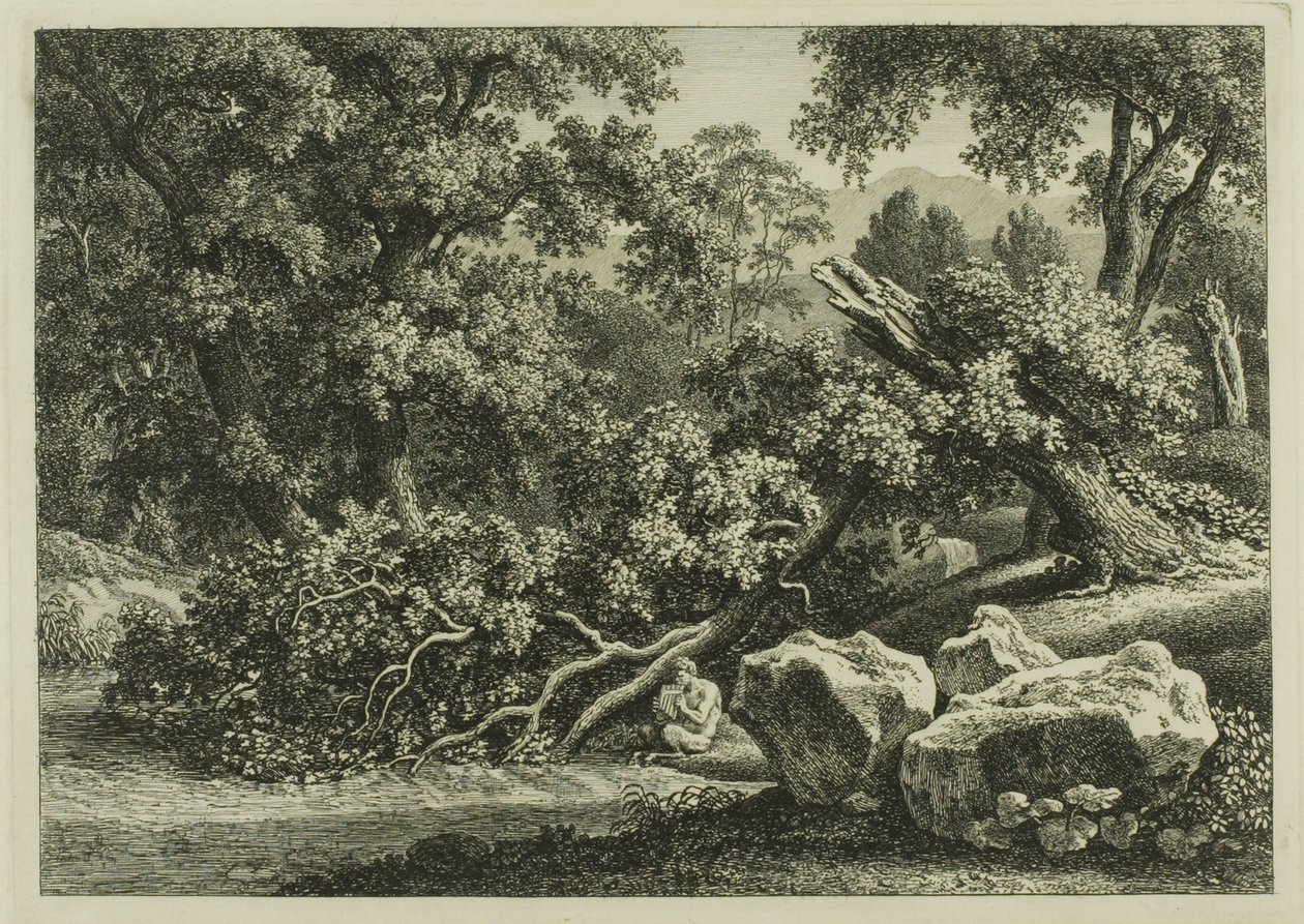 Landskap med panorering på fløyte av Johann Christian Reinhart