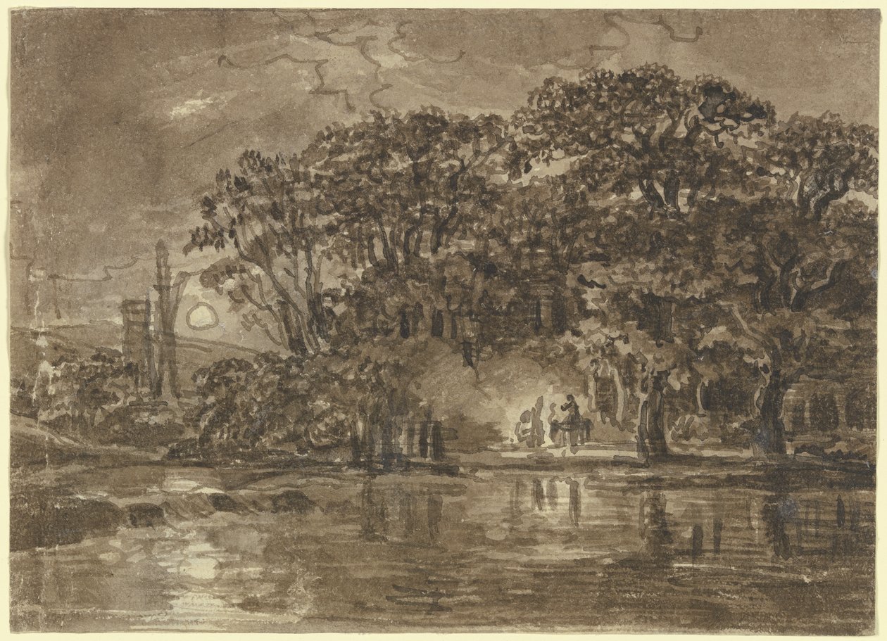 Nattlig elvelandskap av Johann Christian Reinhart