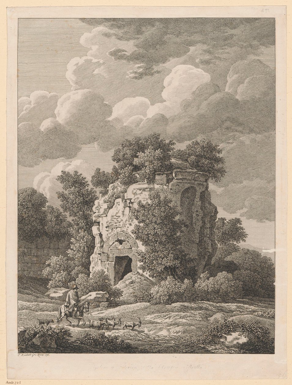 Landskap - Sepolcro a Falerium Cittae Etruscum av Johann Christian Reinhart