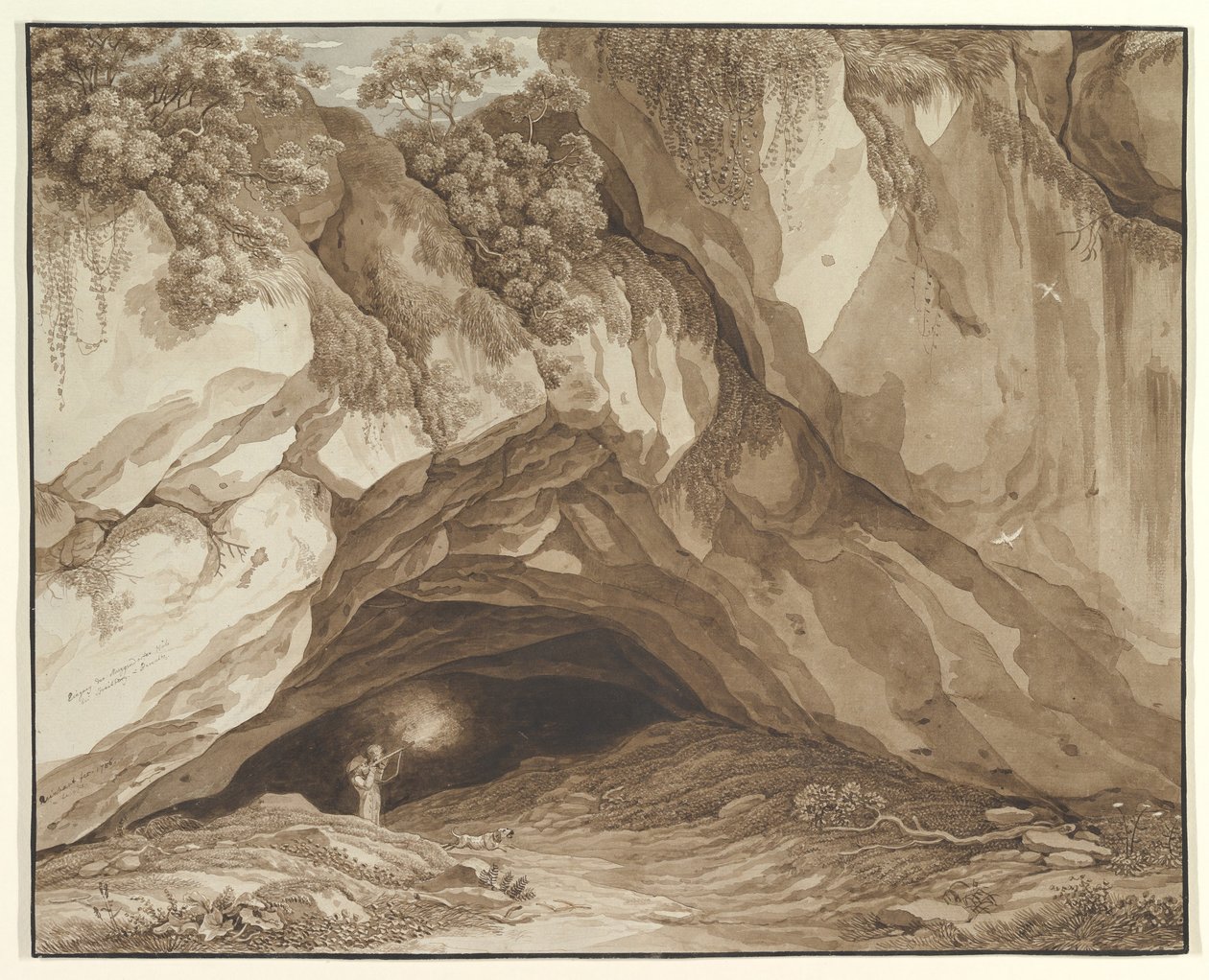 Steinete landskap med jegere av Johann Christian Reinhart