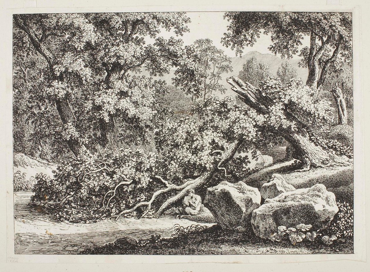 Skogscene med knekt eik av Johann Christian Reinhart