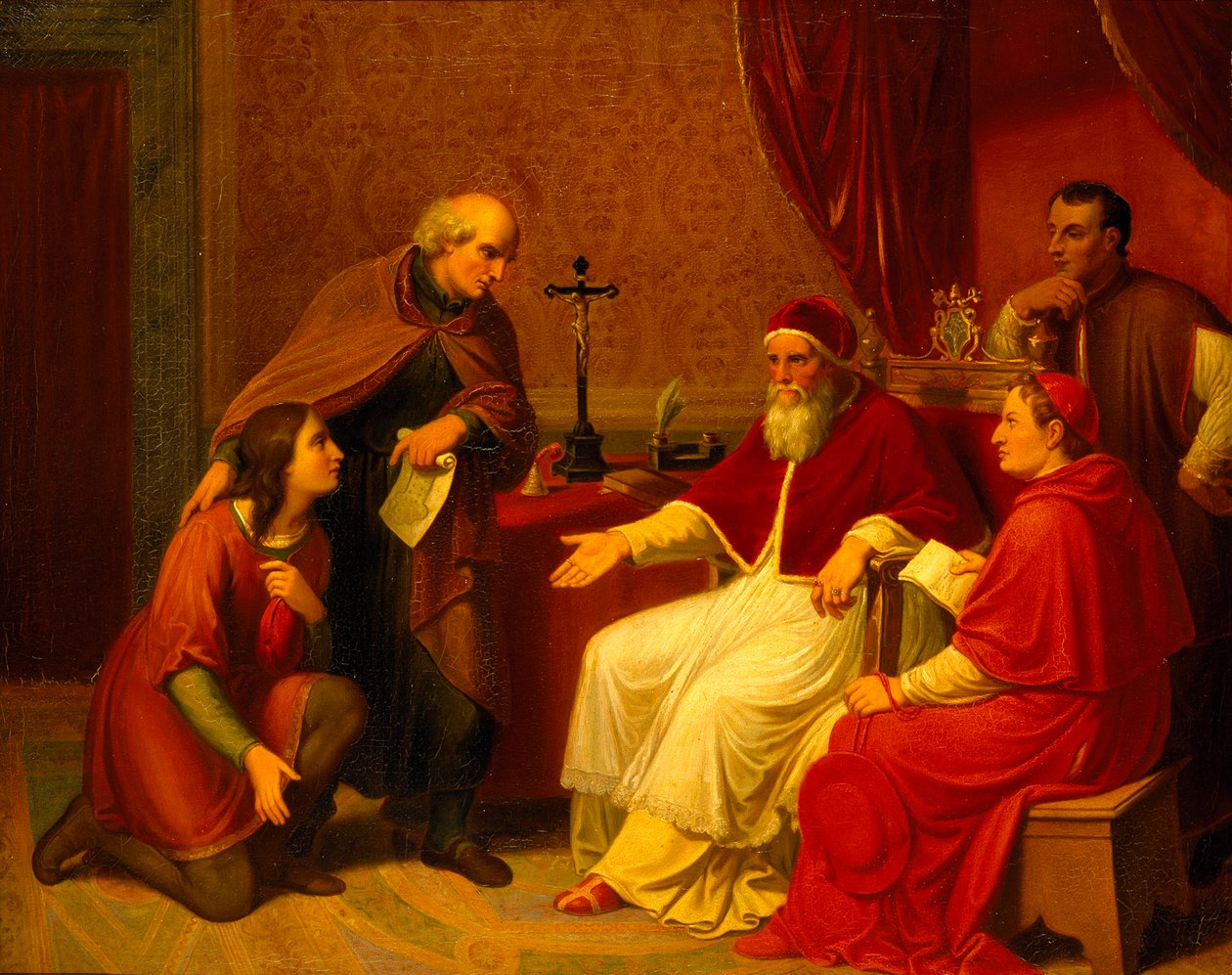 Bramante presenterer Raphael til pave Julius II, ca 1836. av Johann Christian Riepenhausen