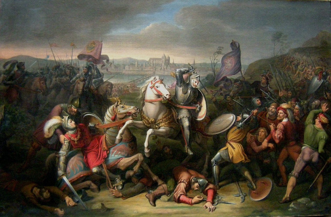 Hertug Erich von Calenberg redder keiser Maximilian i slaget ved Regensburg i 1504 av Johann Christian Riepenhausen