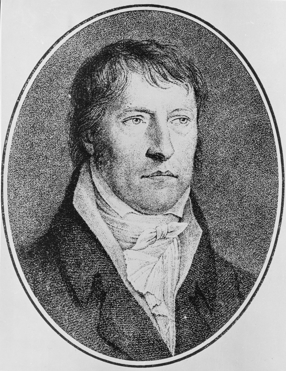 Portrett av Georg Wilhelm Friedrich Hegel (1770-1831), tysk filosof, gravert ca. 1825 av FW Bollinger (1777-1825) av Johann Christian Xeller