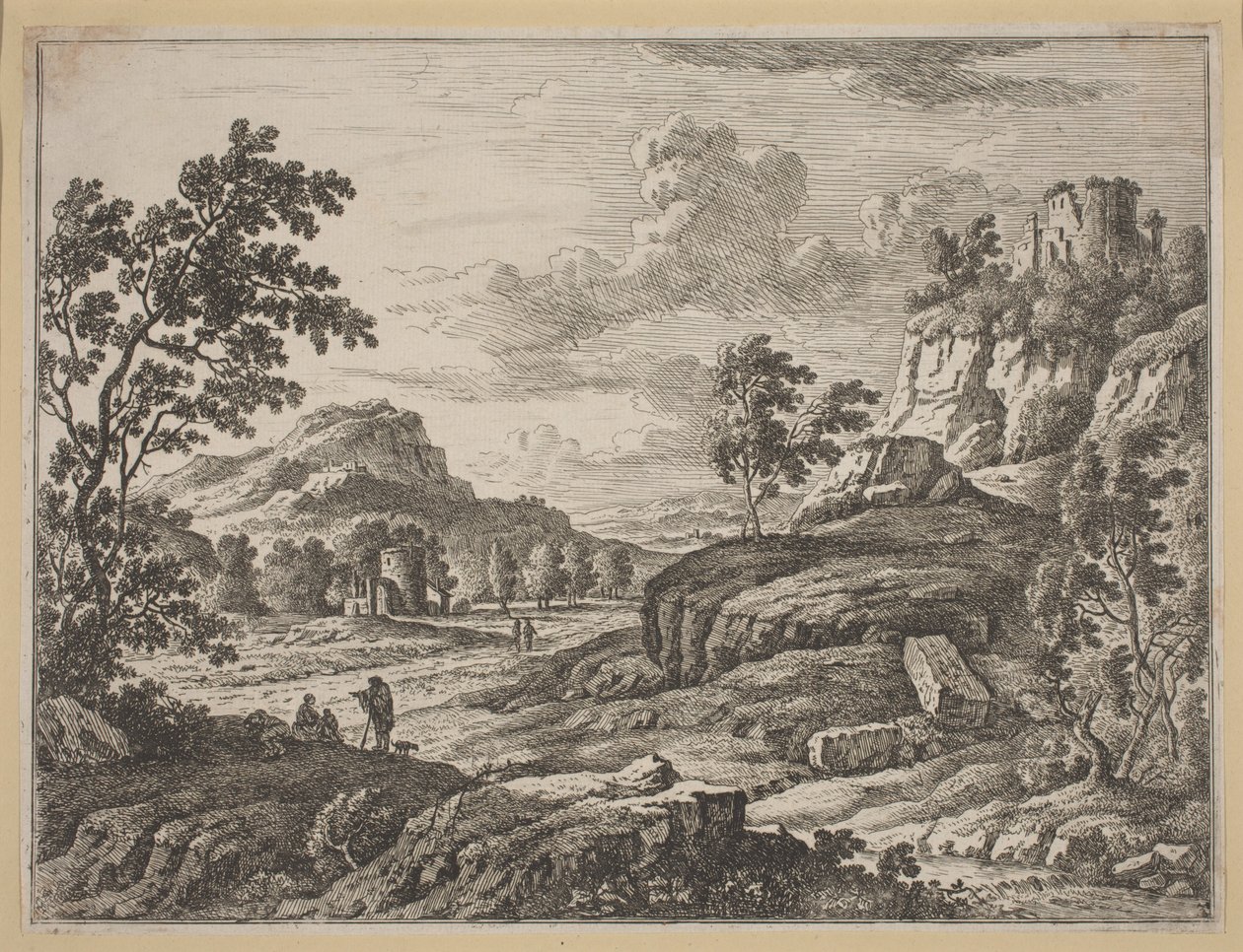 Landskap med to ødelagte tårn. av Johann Christoph Dietzsch