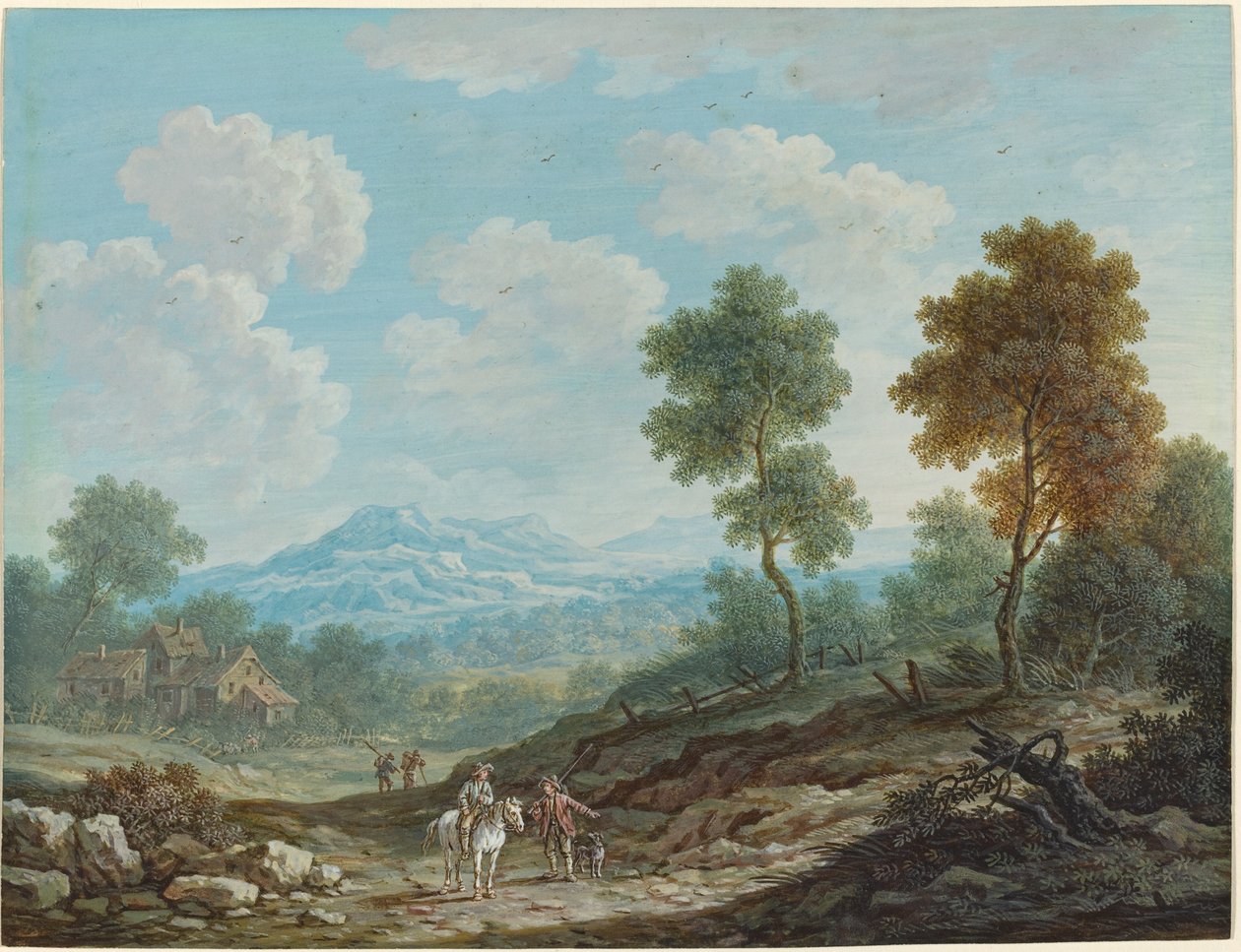 Reisende i en bred dal, ca. 1750. av Johann Christoph Dietzsch