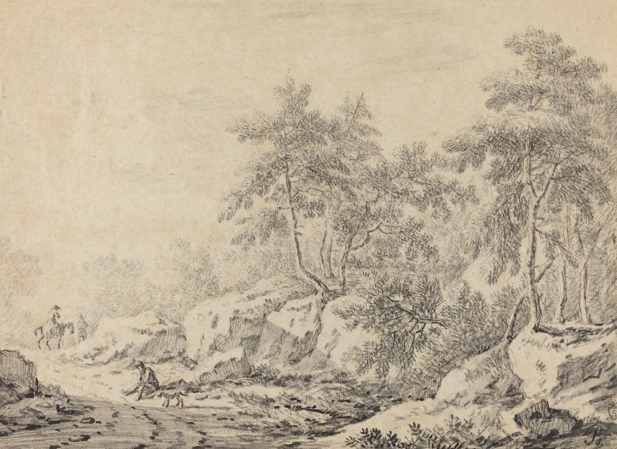 Reisende i en Rocky Wood av Johann Christoph Dietzsch