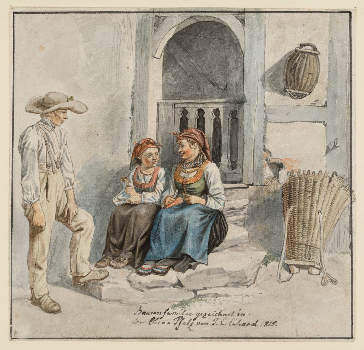 Bondefamilie foran huset av Johann Christoph Erhard