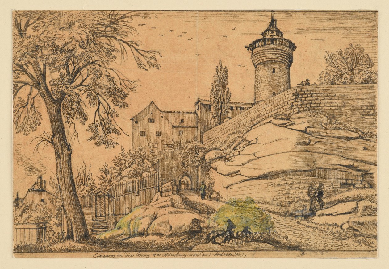 Inngangen til borgen i Nürnberg fra bysiden av Johann Christoph Erhard