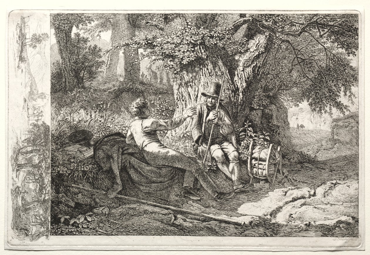 Kunstneren hviler sammen med guiden sin av Johann Christoph Erhard