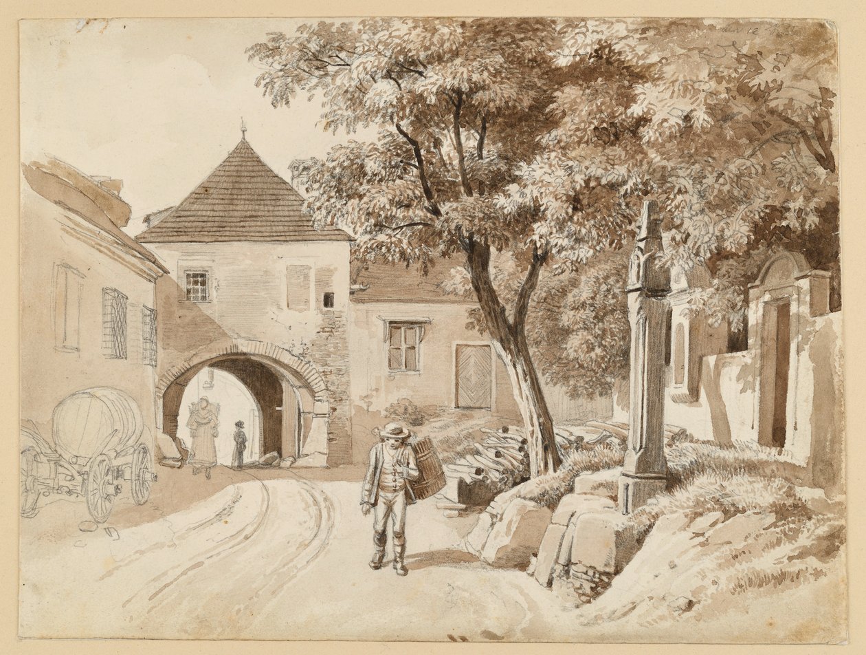 Den gamle søylen i Oberdöbling ved siden av Westerhausers hus av Johann Christoph Erhard