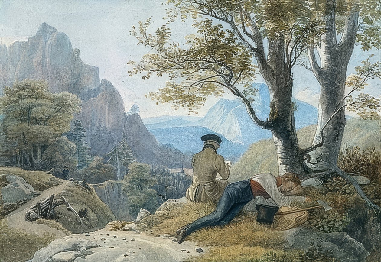 Hvile artister i fjellet. 1819 av Johann Christoph Erhard