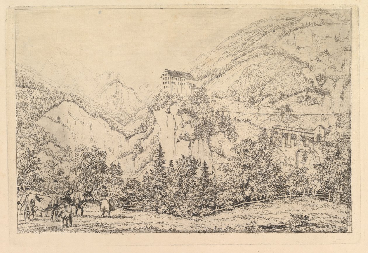 St. Georgsberg nær Schweiz i Tyrol, etter Klein av Johann Christoph Erhard