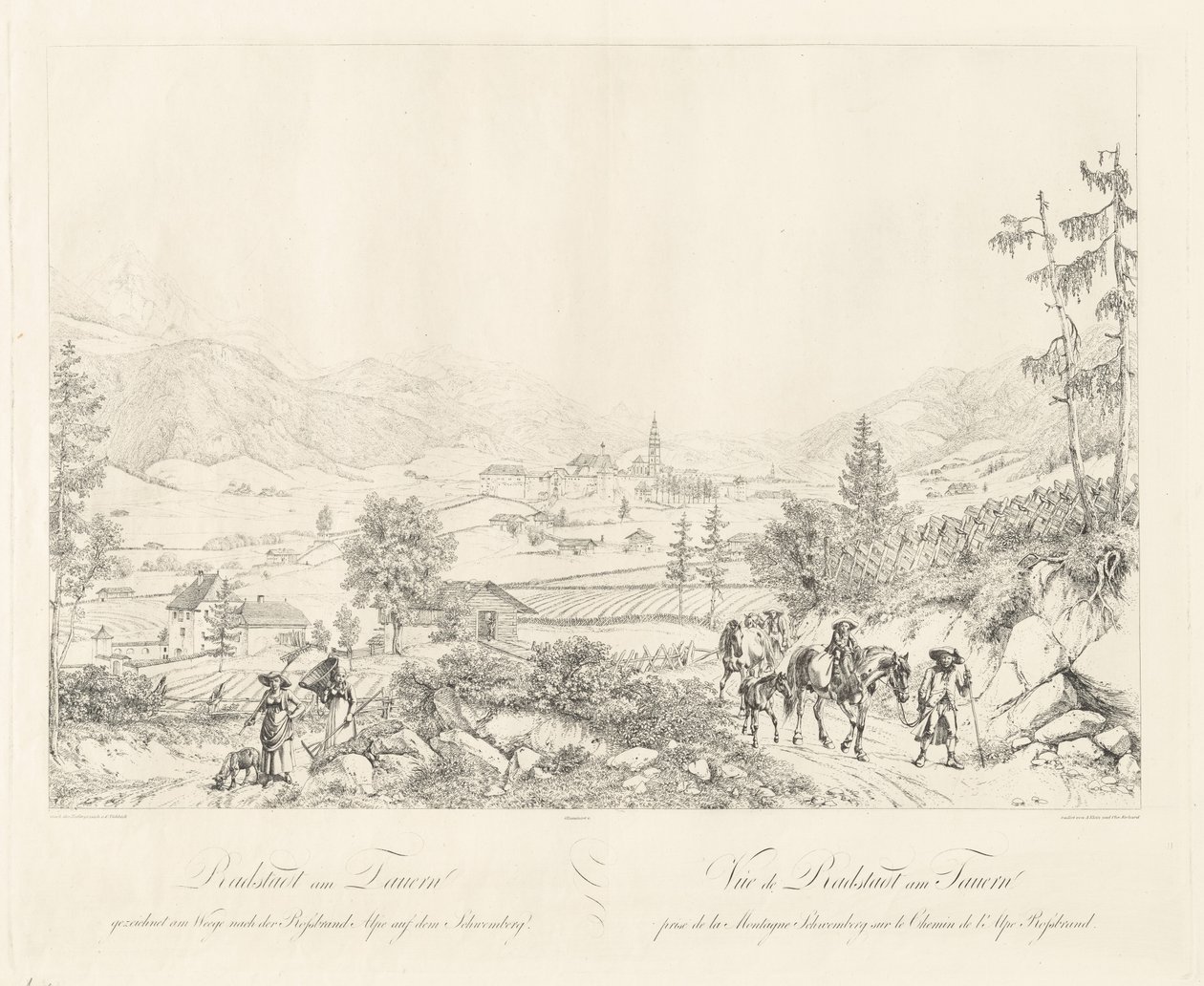 Radstadt nær Tauern av Johann Christoph Erhard and Johann Adam Klein after Carl Ludwig Friedrich Viehbeck