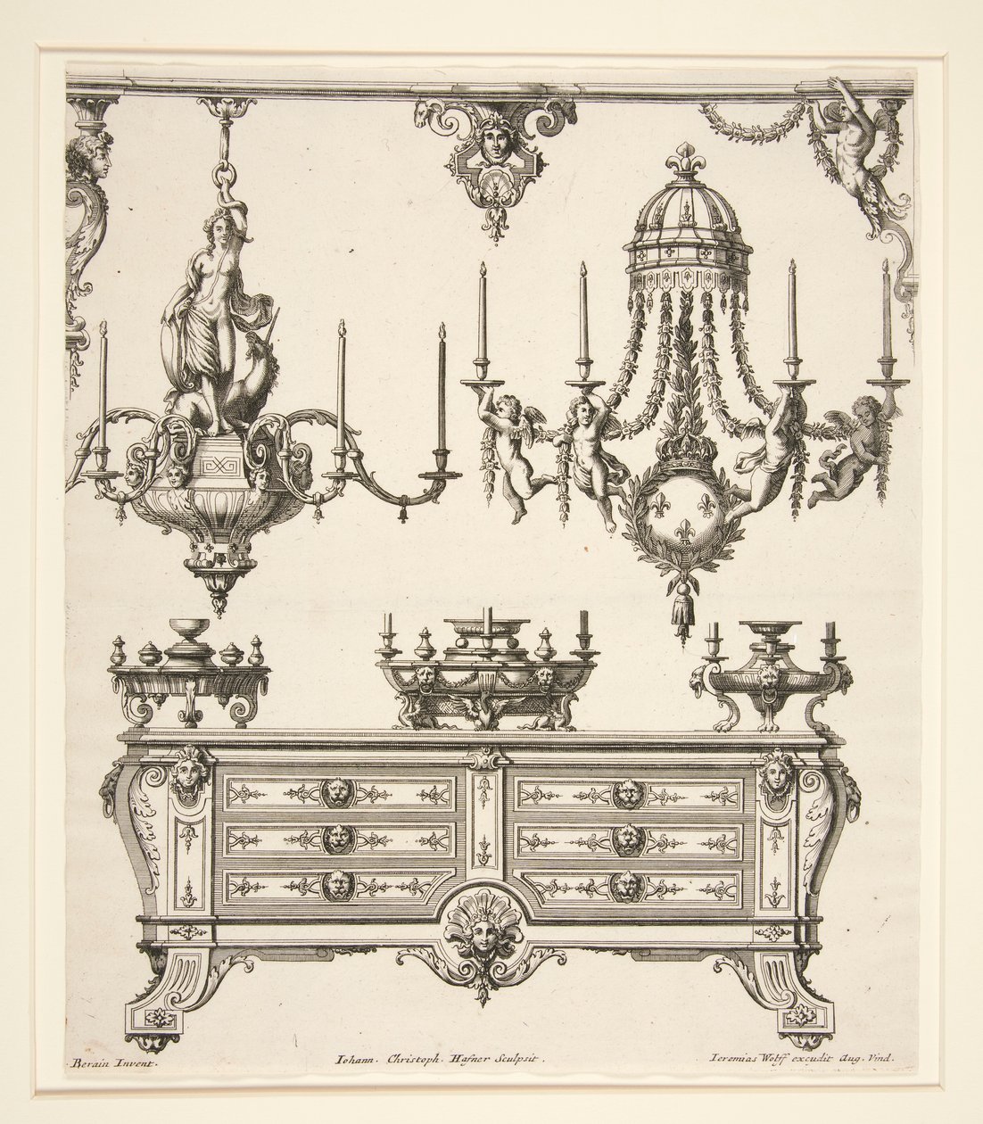 Ark fra Commodes et Lustres av Johann Christoph Hafner