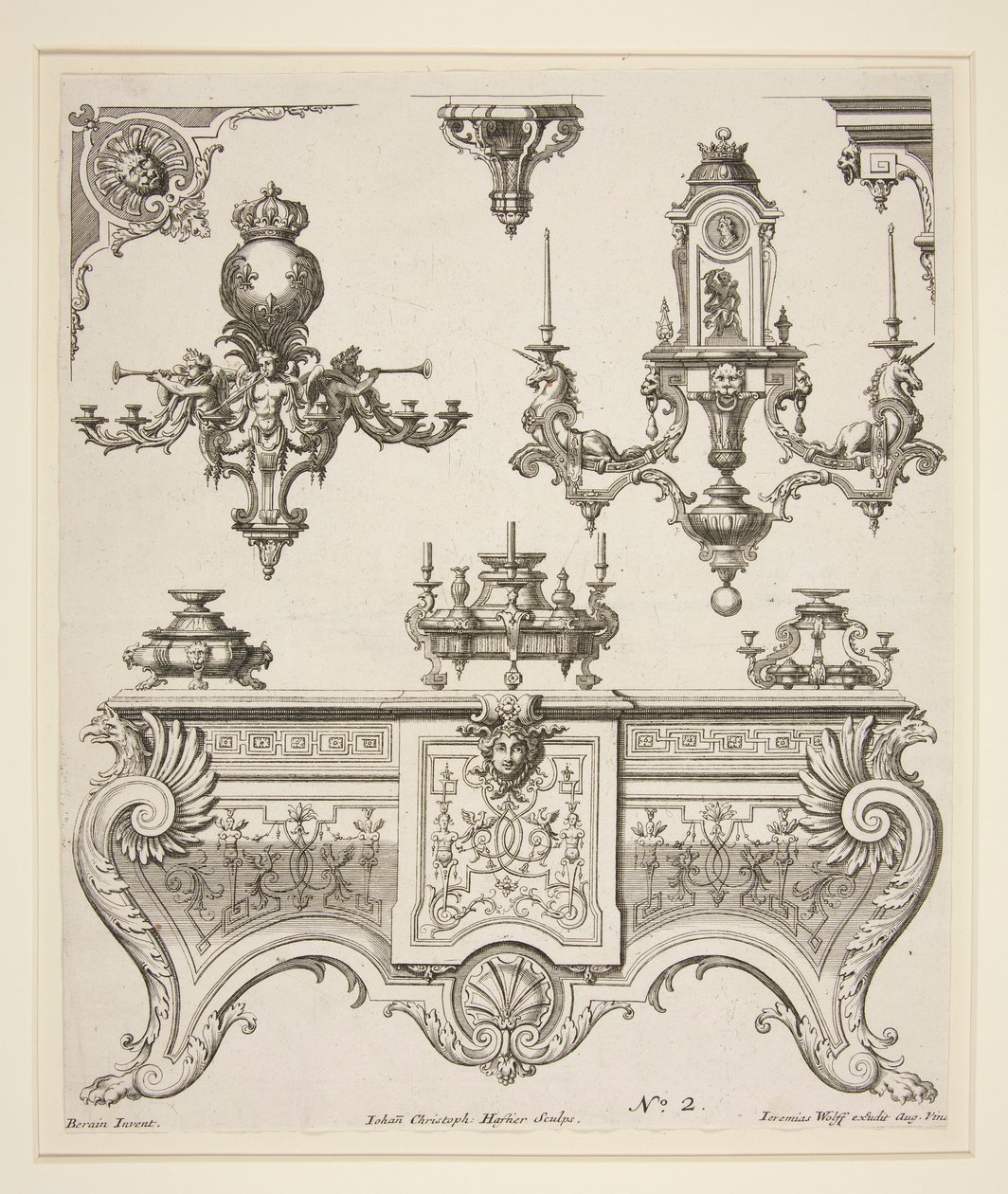 Ark med dekorative design av Johann Christoph Hafner