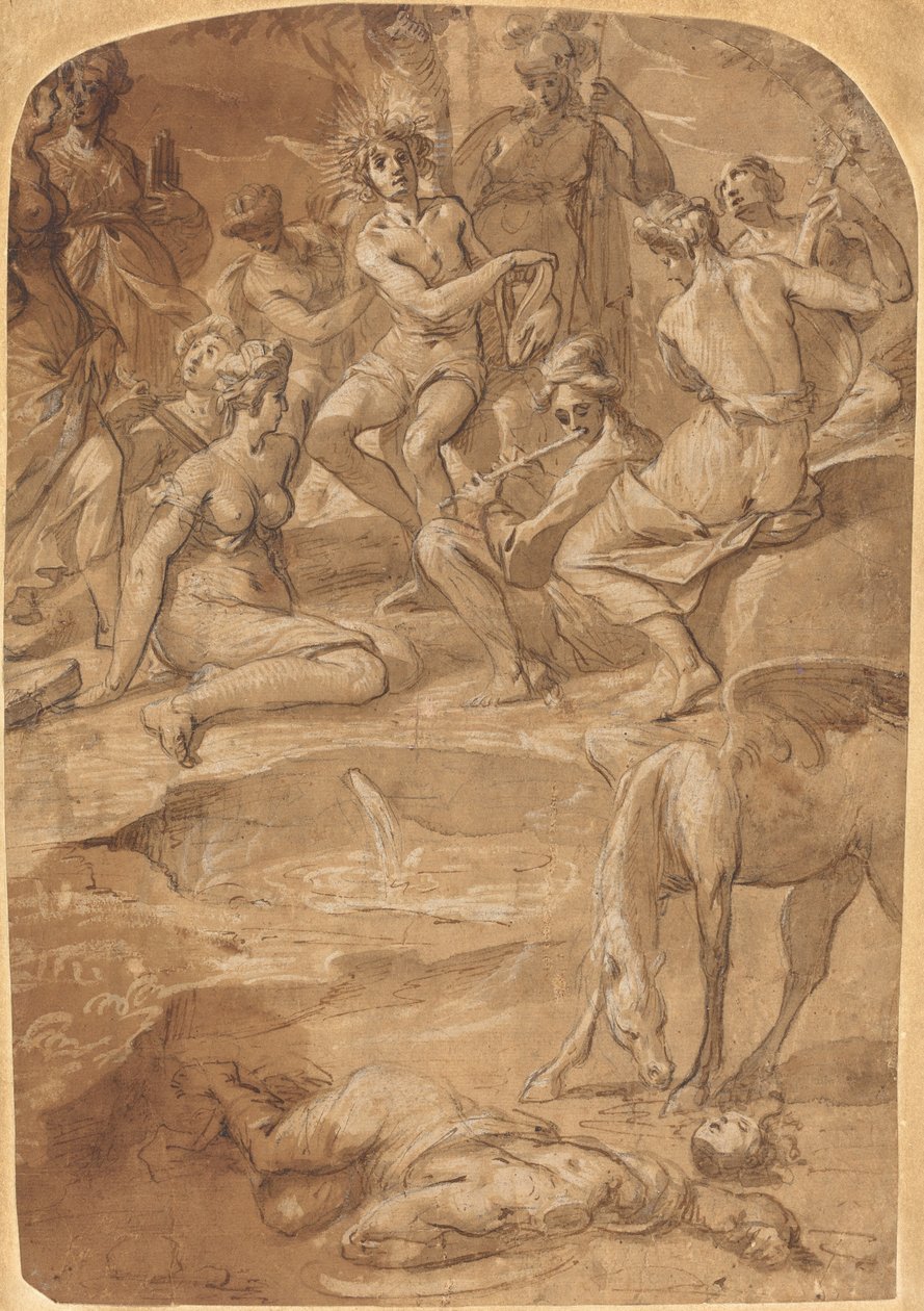 Apollo og musene på Mount Parnassus av Johann Christoph Storer